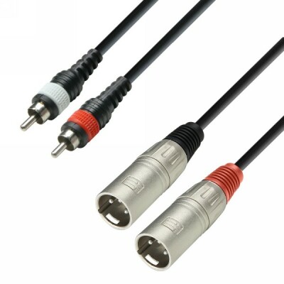 Adam Hall Cables K3 TMC 0300 - Audiokabel ummantelt 2 x RCA Stecker auf 2 x XLR Stecker, 3m