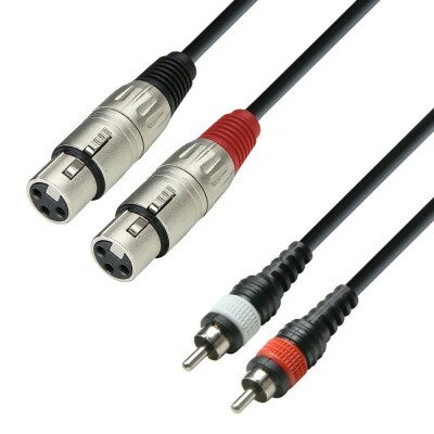 Adam Hall Cables K3 TFC 0300 - Audiokabel eingegossen 2 x RCA Stecker auf 2 x XLR Buchse, 3 m