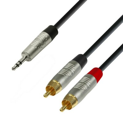 Adam Hall Cables 4 Star Serie - Audiokabel REAN 3,5 mm Klinke stereo auf 2 x Cinch male 0,9 m