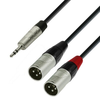 Adam Hall Cables 4 Star Serie - Audiokabel REAN 3,5 mm Klinke stereo auf 2 x XLR male 1,8 m