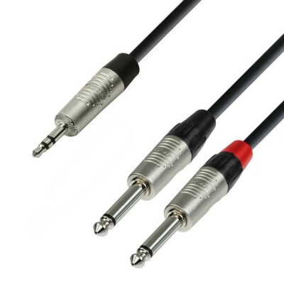 Adam Hall Cables 4 Star Serie - Audiokabel REAN 3,5 mm Klinke stereo auf 2 x 6,3 mm Klinke mono 0,9 m