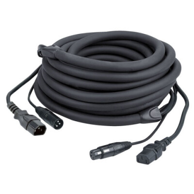 DAP-Audio FP12 - IEC/XLR M - IEC/XLR F 1,5M LICHT Power/Signal Cable schwarz